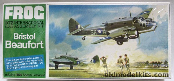 Frog 1/72 Bristol Beaufort Spin Issue - No 93 Sq RAAF Labuan 1945 or Mk.II 42 Sq Coastal Command RAF (Motorized), F229SPIN plastic model kit